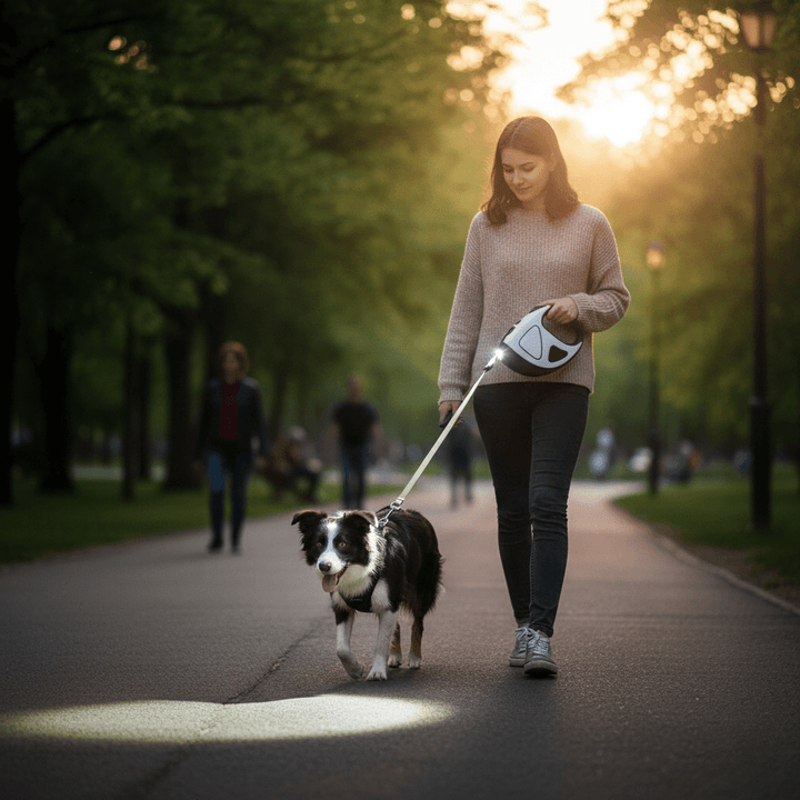 Skanto | Automatisk hundebånd med LED lys og ergonomisk anti-skli håndtak