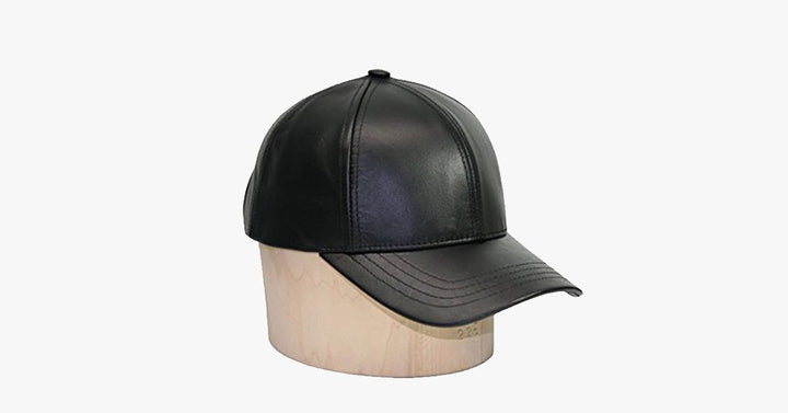 Svart lær justerbar baseball caps | Skanto