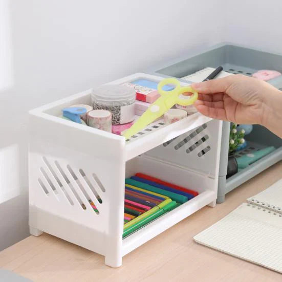 Dobbel Lag Plastic Stroge Organizer Shelf Skanto