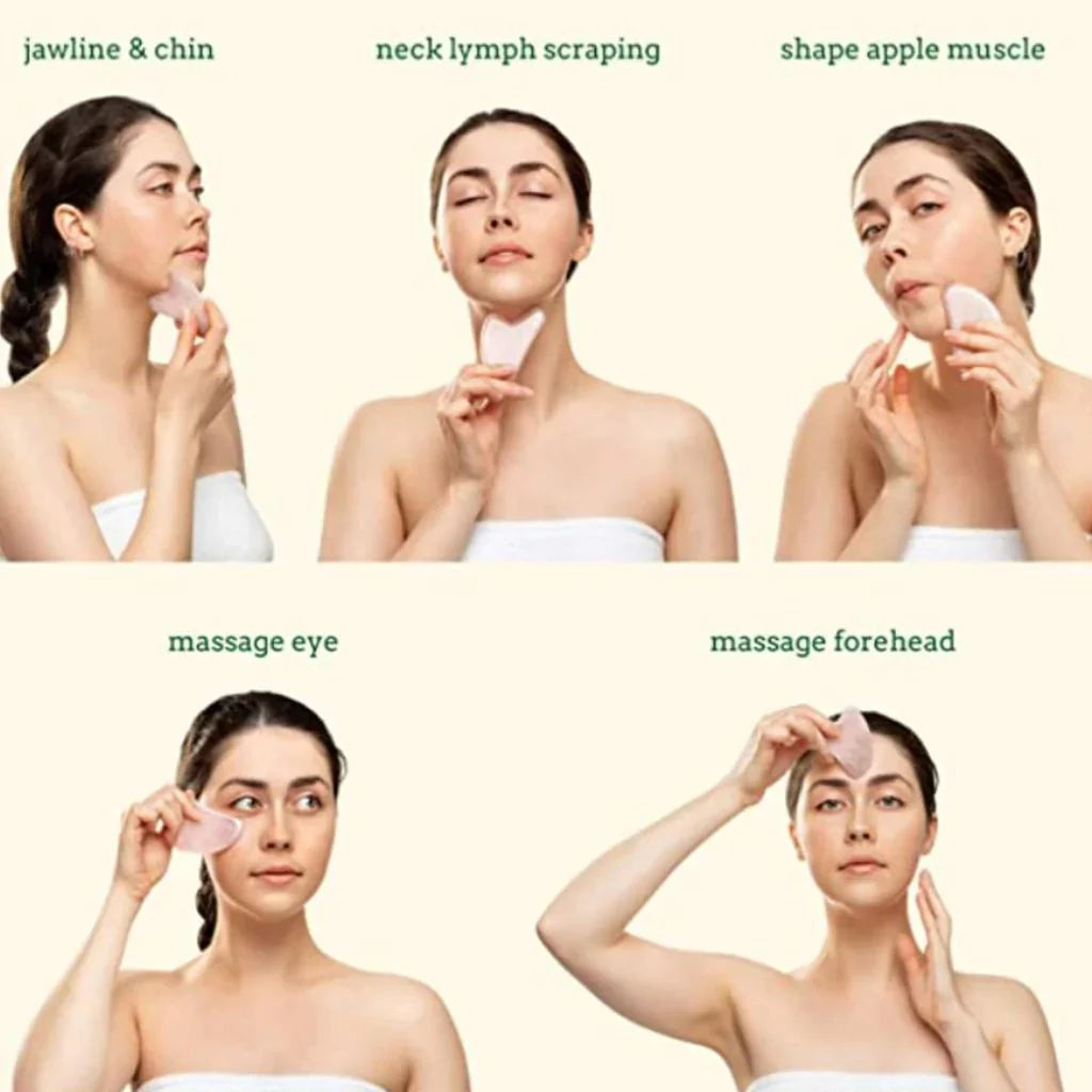 Jade Roller & Gua Sha, Ansiktsrulle, Ansikts skjønnhetsrulle hudpleieverktøy, Skanto