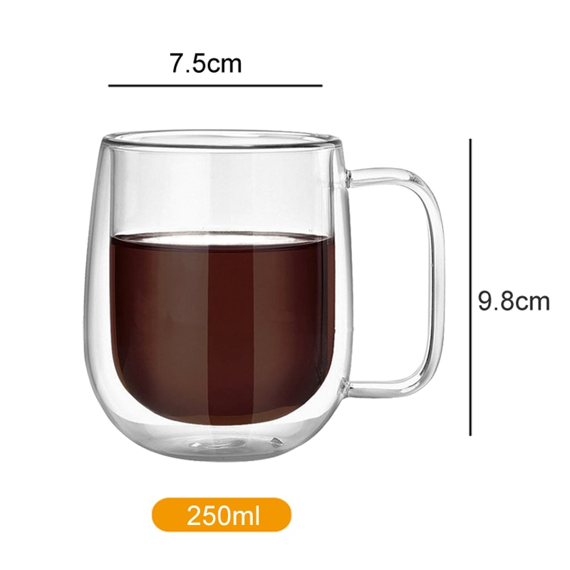 Håndlaget dobbelt varmeisolert glasskopp