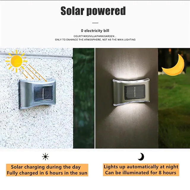 Skanto | 4-delt: Sol utendørs 6 LED vanntette vegglamper