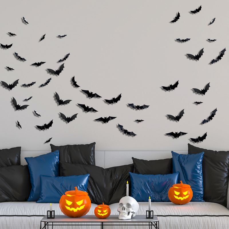 Skanto | 3D Flaggermus LED Veggdekor — Gjør hjemmet ditt til den skumleste Halloween-scenen med livaktige flygende illusjoner!