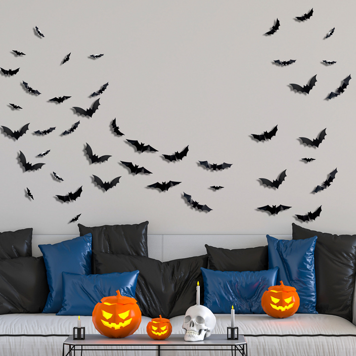 Skanto | 3D Flaggermus LED Veggdekor — Gjør hjemmet ditt til den skumleste Halloween-scenen med livaktige flygende illusjoner!