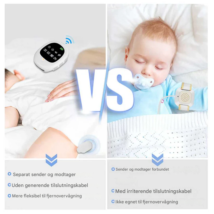 Kabelloser Bettnässeralarm med Vibrasjonssignal og Timerfunksjon – USB-aufladbar