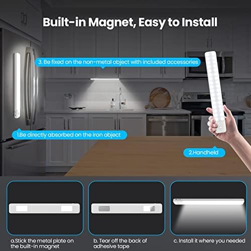 Skanto | Qtshine 80Led Bevegelsessensor Under Skap Lys, Usb C Oppladbar, 12.6" Batteridrevet, Hvit