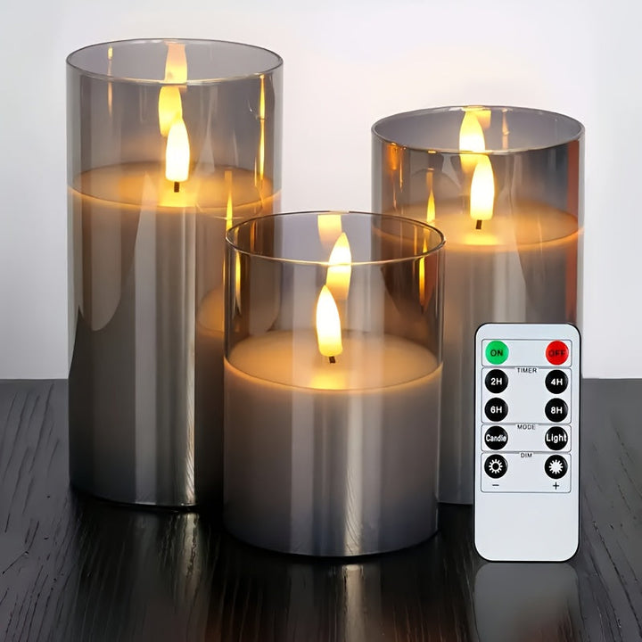 GlowLights – Sett med 3 LED-lys med fjernkontroll Skanto