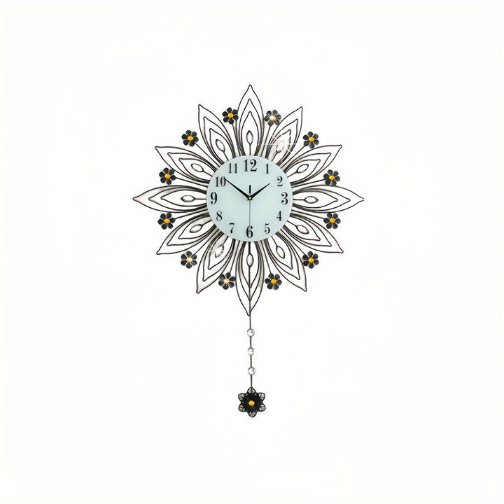 Elegant Floral Wall Clock with Luxurious Gold Accents | Skanto