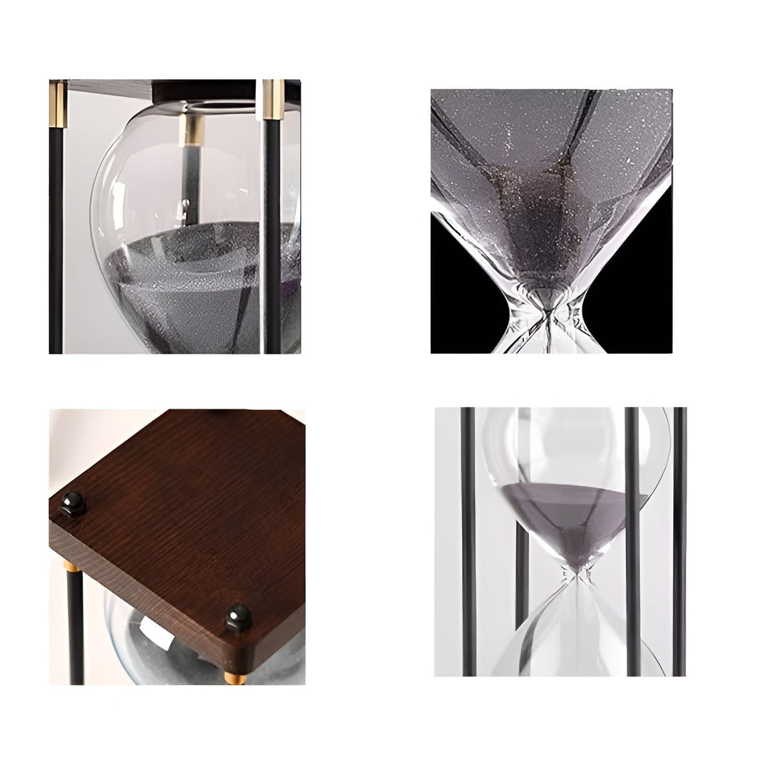 Gratis 60-minutters timeglass – Kreativ Dekorativ Retro Design i Svart | Metallramme med Ripebestandig Bunn | Skanto