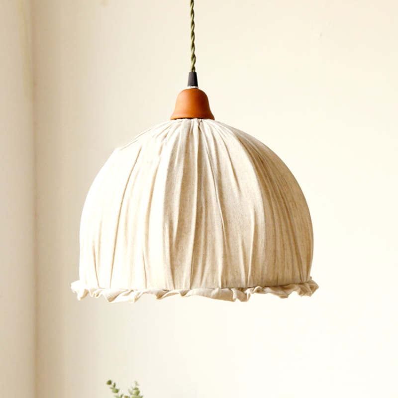 EcoLume - Minimalistisk skandinavisk LED Pendellampe Beige Tørkle, Justerbar for Stue og Spisestue | Skanto