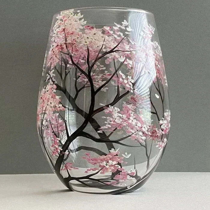 Norvo | Four Seasons Tree Vin Glass - Håndmalt Kunst