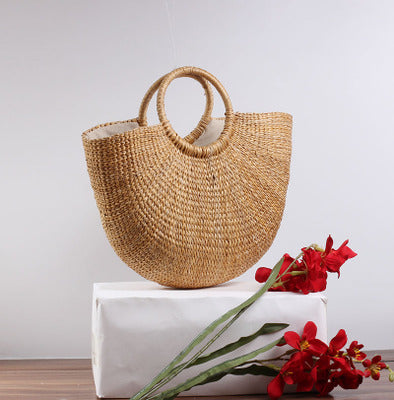 Handmade straw bag with colorful tassels Skanto