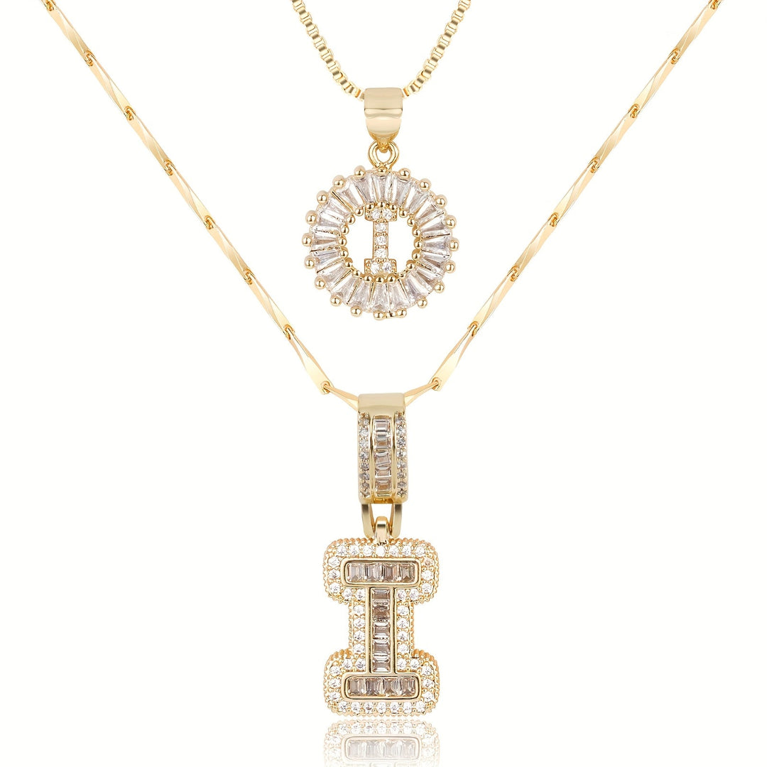 Skanto | 2pc 14k Diamant Bokstav Initial Halskjeder