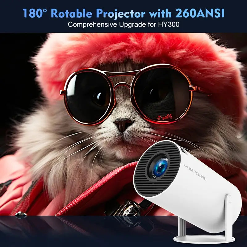 Skanto | Magcubic HY300 4K Mini Projektor – Android 11, Dobbelt WiFi 6, 260 ANSI, Trådløs 5.0