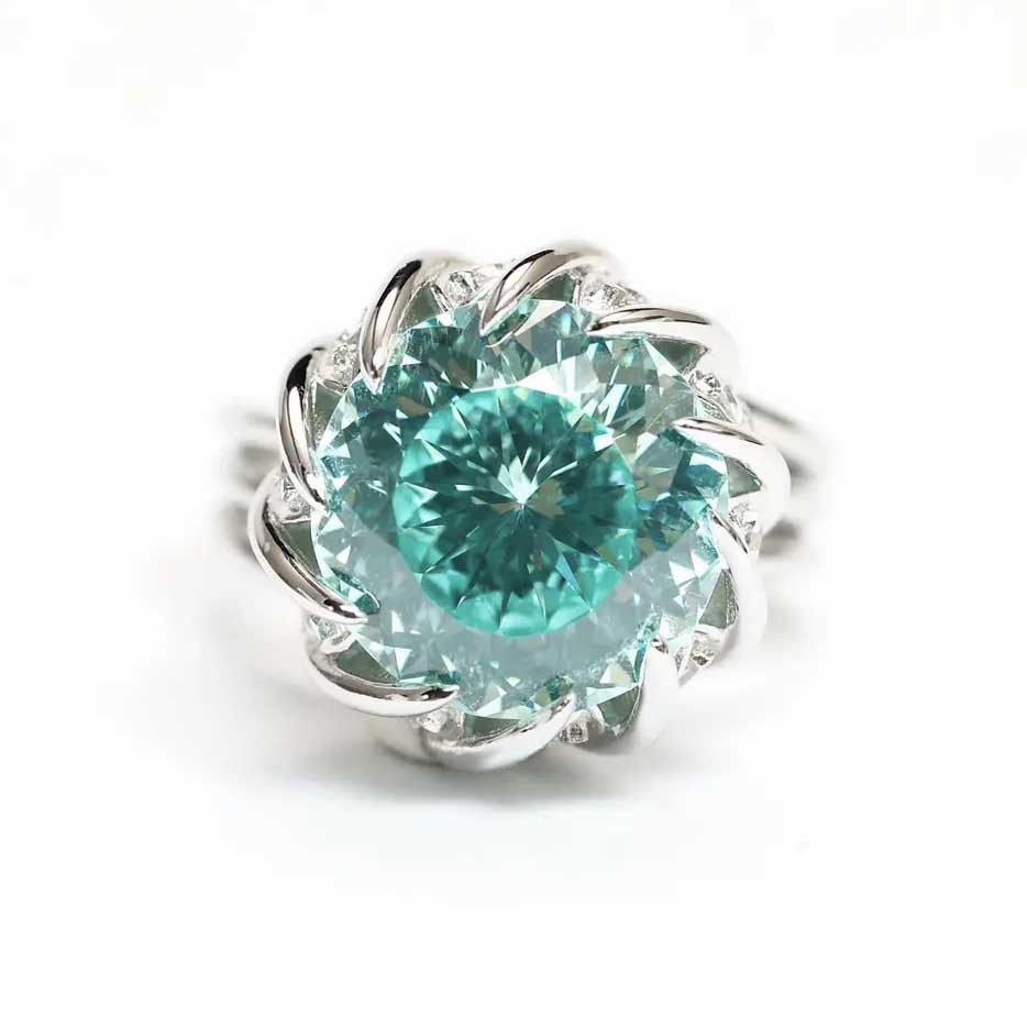 Skanto | 6 Karat Paraiba Blågrønn Lotus Diamant Ring