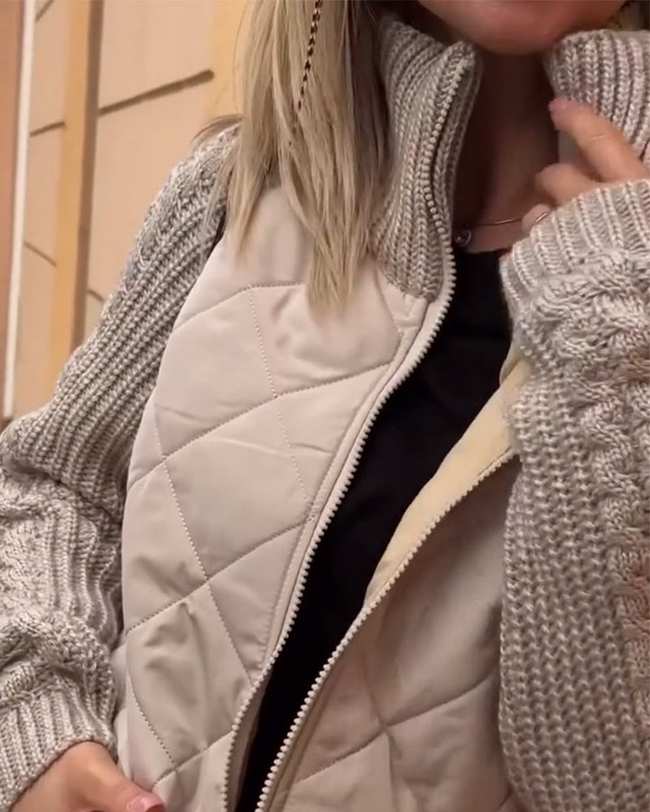 Skanto | Solid Color Høy Krage Glidelås Kåpe