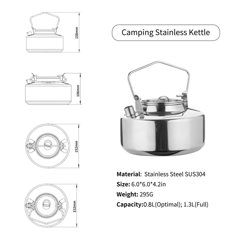 45.6oz Antarcti Rustfritt Stål Ryggsekk Camping Kjele Bushcraft Utstyr | Skanto