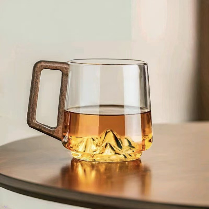 WoodGrip Glass Mug 400 ml med Trehåndtak for Varme og Kalde | Skanto