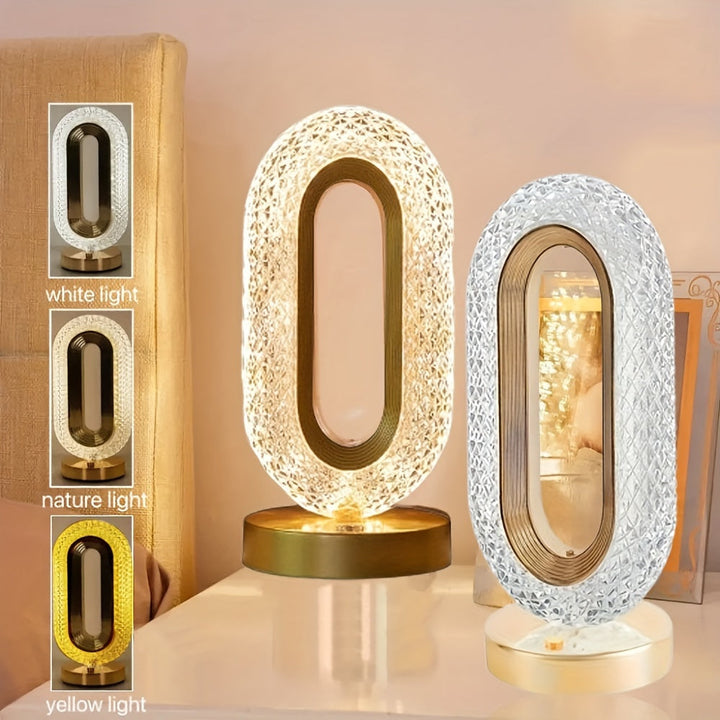 LuxeGlow – Elegant Oval Crystal Table Lamp Skanto