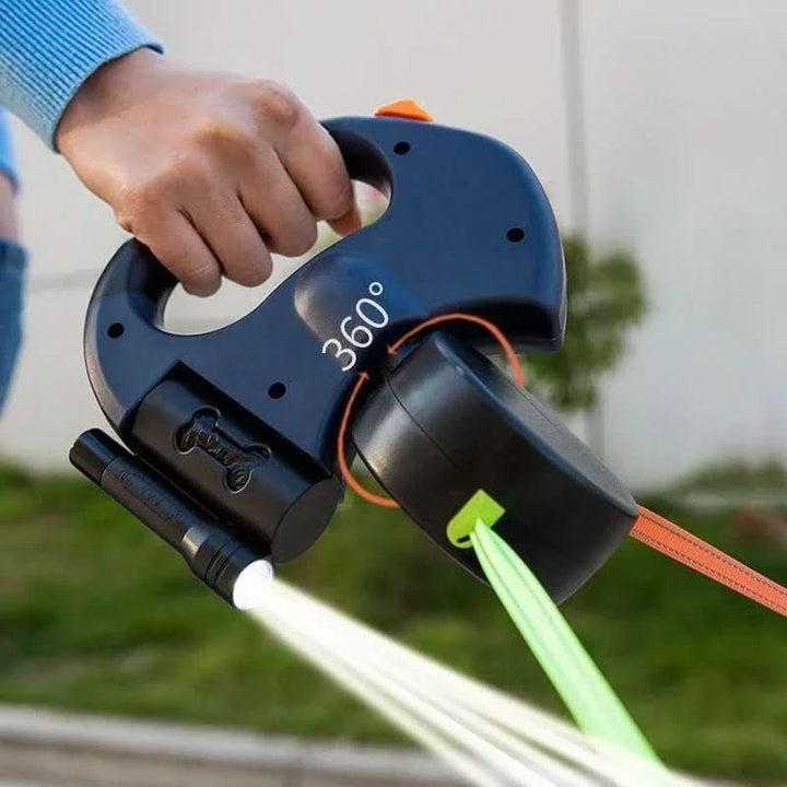 Skanto | Bordeaux Duo – Dobbel leder med LED & pose dispenser for to hunder