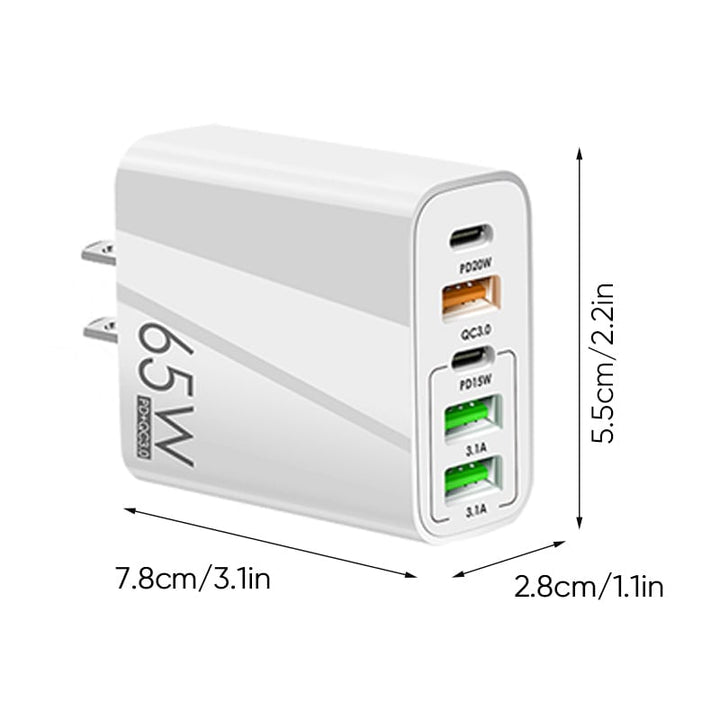 Multi-Port-Adapter 65W Hurtiglader - US-standard | Skanto