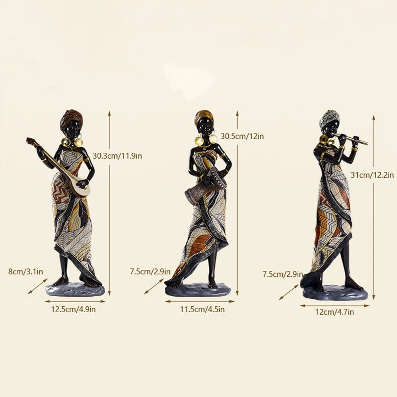 Skanto | Afrikansk kvinnelig musiker skulptur