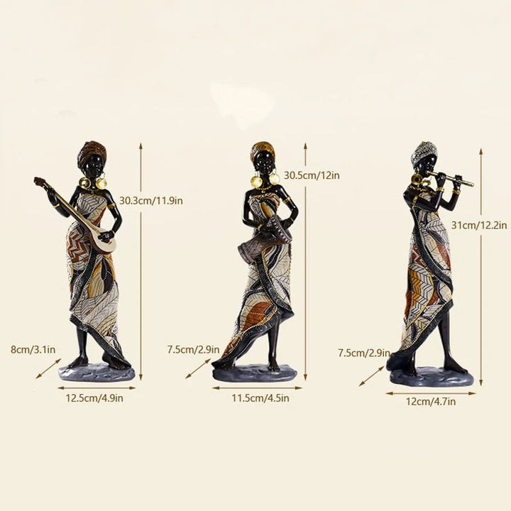 Skanto | Afrikansk kvinnelig musiker skulptur