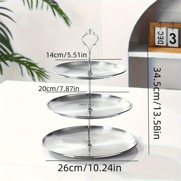 SteelTower - Elegant Triple Serving Plate for Parties Skanto