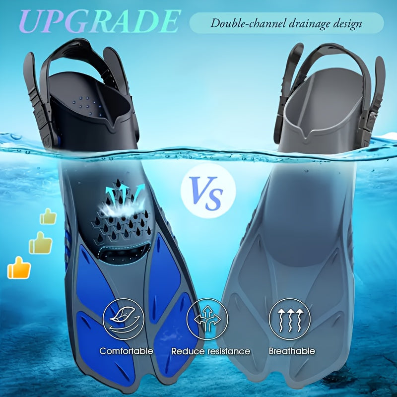 Skanto | Snorkel finner SeaVana Glide | Justerbare & Korte | Åpen Hæl | For Reise & Fritid | Unisex