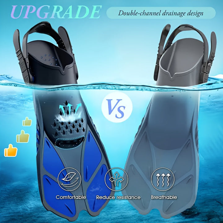 Skanto | Snorkel finner SeaVana Glide | Justerbare & Korte | Åpen Hæl | For Reise & Fritid | Unisex