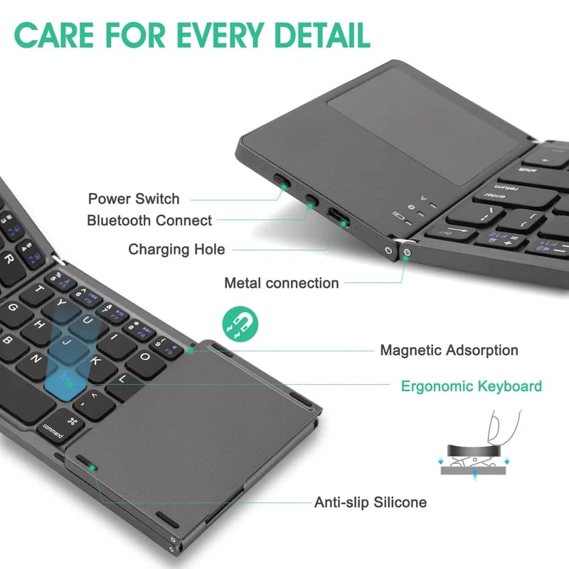 Skanto | Sammenleggbar Bluetooth-tastatur med berøringspad