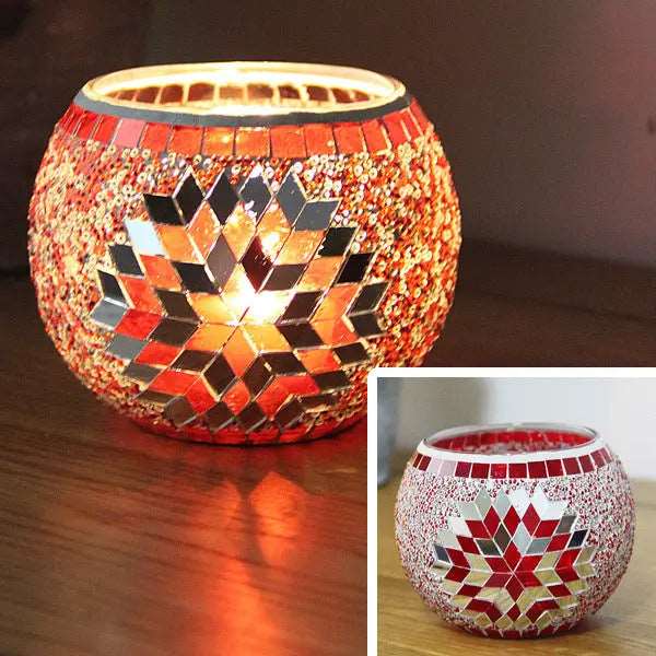 Skanto | Mosaikkglass lysestake for hjemmedekor