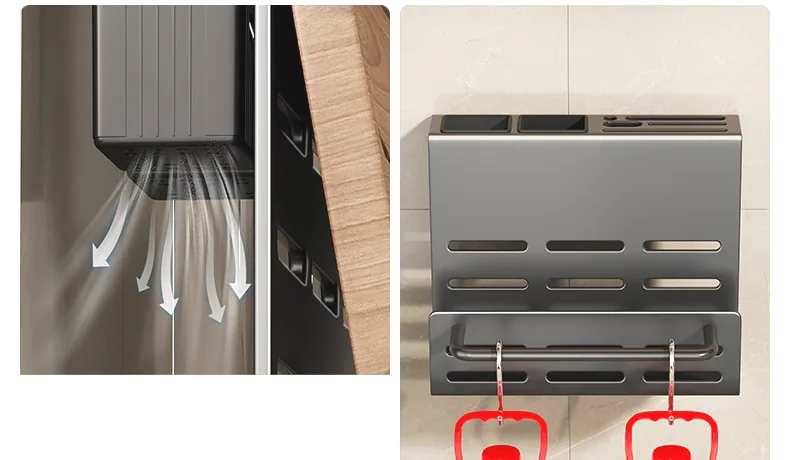 ChefSpace Vegghengt Knivholder med Skjærebrettoppbevaring – Rustfritt Stål Skanto