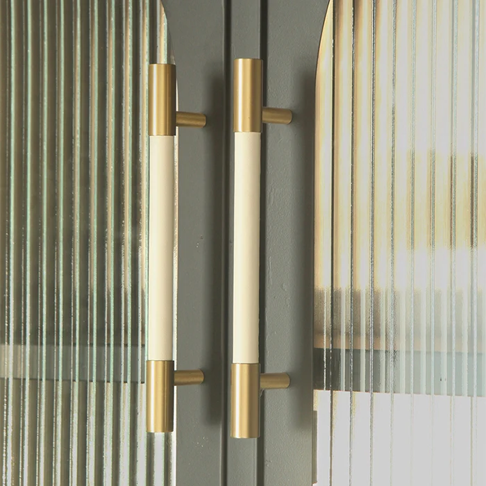 Norvo | Messing Solid Lær Håndlagde Kabinett Håndtak Skuffinnsatser