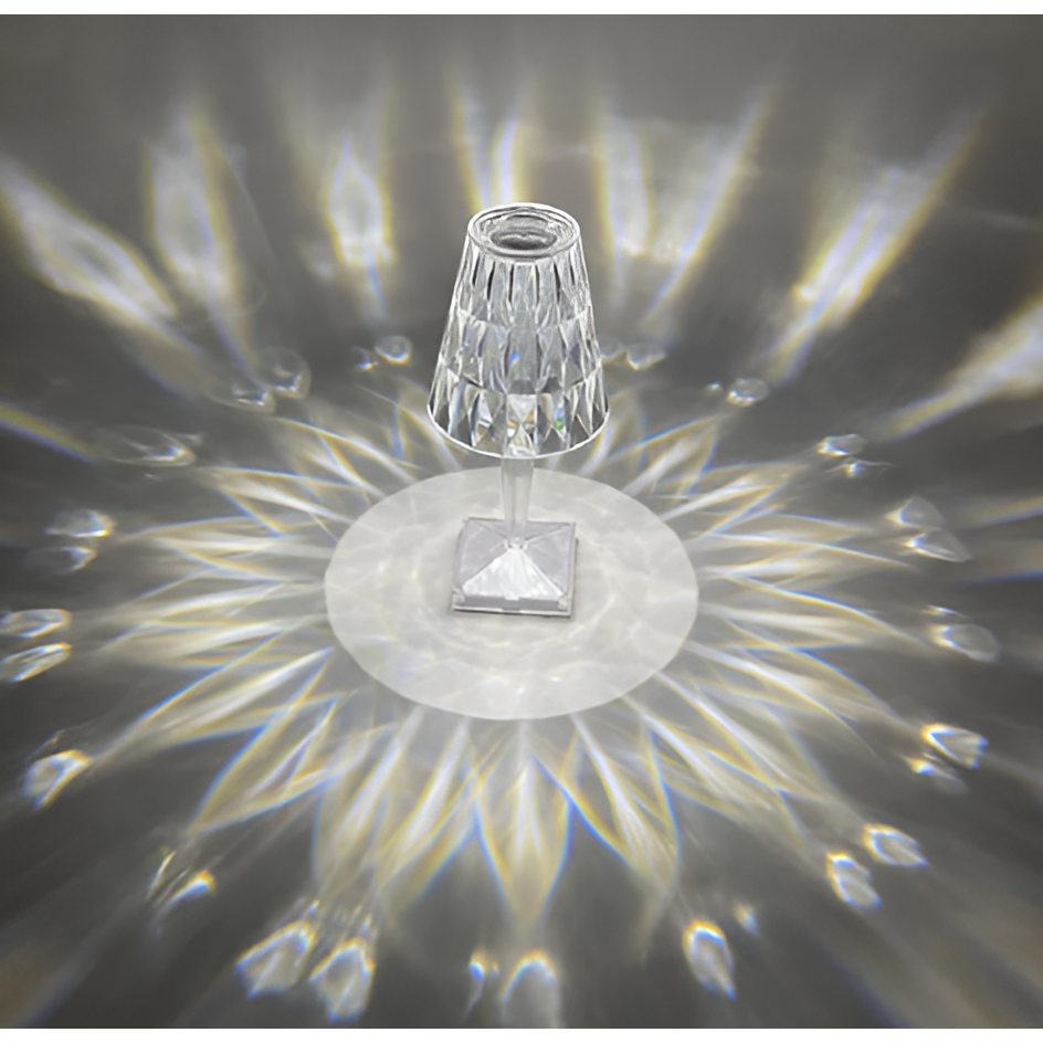 Diamond Glow - Trådløs USB Krystall Skinne Nattbord Lampe | Skanto