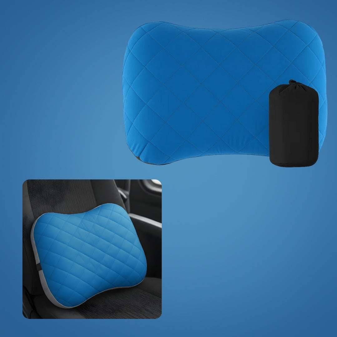 Ergonomisk nakke støtte – Oppblåsbar og lett – Lindrer nakkesmerter – Kompakt for fly og tog Skanto