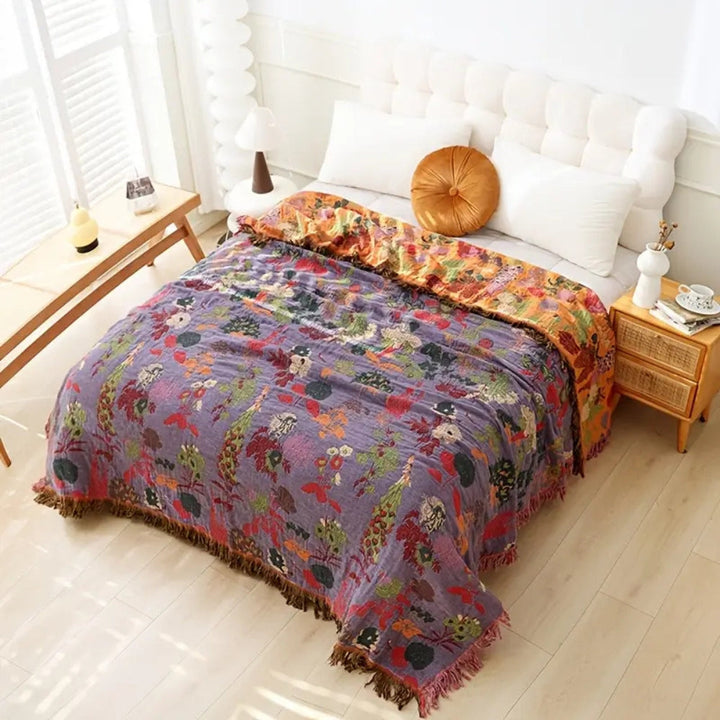 Skanto | Botanic Floral Cotton Tassel Blanket