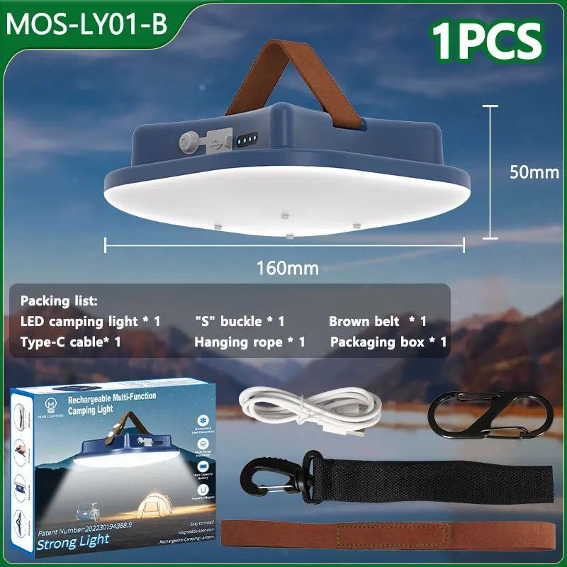 Skanto | 80W LED Sol-Oppladbar Campinglampe med Magnet og Zoomfunksjon