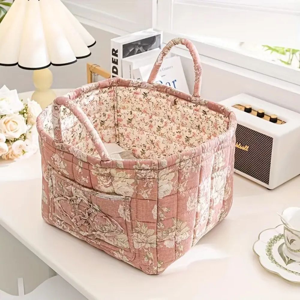 Skanto | Delikat Floral Canvas Oppbevaringskurv