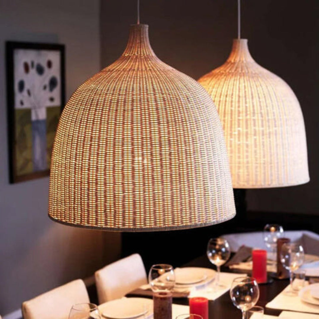 RusticGlow - Vevd Rattan Pendellampe Skanto