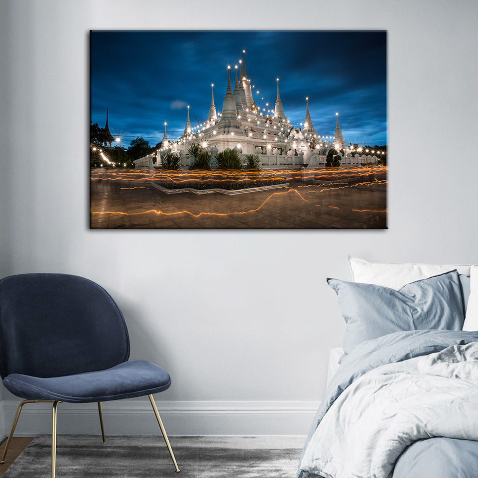 Vakre tempel natt tid - lerret veggkunst maleri | Skanto