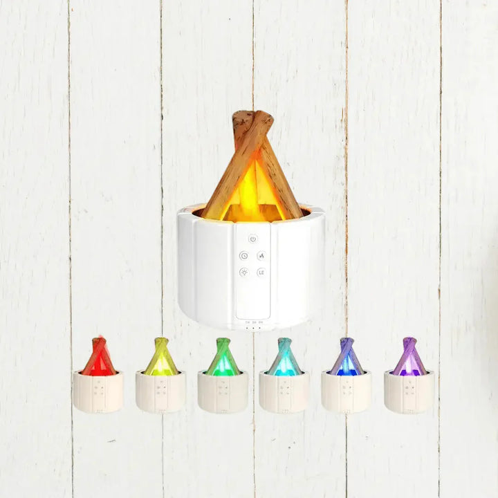 Skanto | Flame Air Fuktighetsgiver med LED – Ultralyd Diffuser & Aromaterapi med Peis Effekt