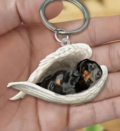 Skanto | Dachsund Sovende Engel Akryllnøkkelring