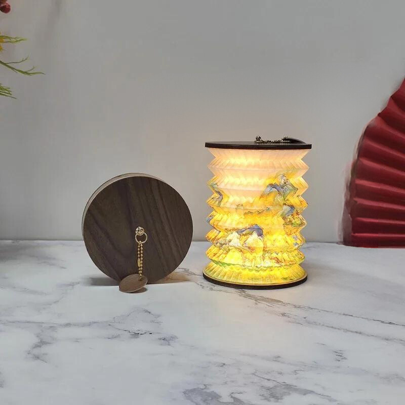 Japansk sammenleggbar bordlampe – Lantern lampe – USB ladbar – for soverom