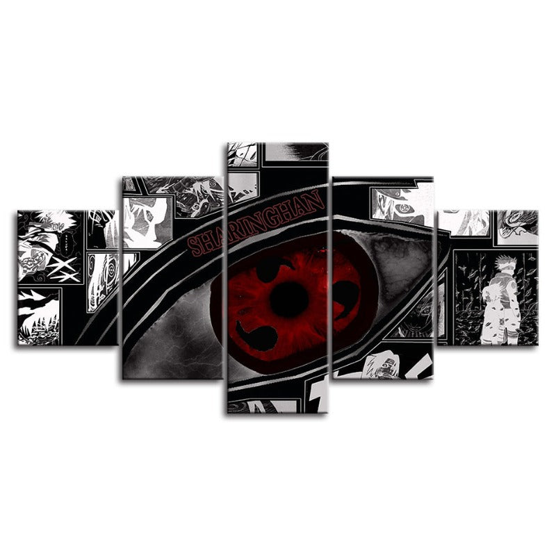 Naruto Sharingan Anime - 5-delt lerretbilde