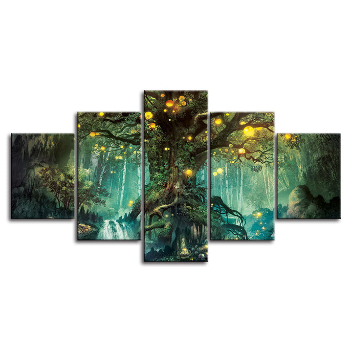 Magic Forest Trunk 5 Stykke - Canvas Veggkunst Maleri
