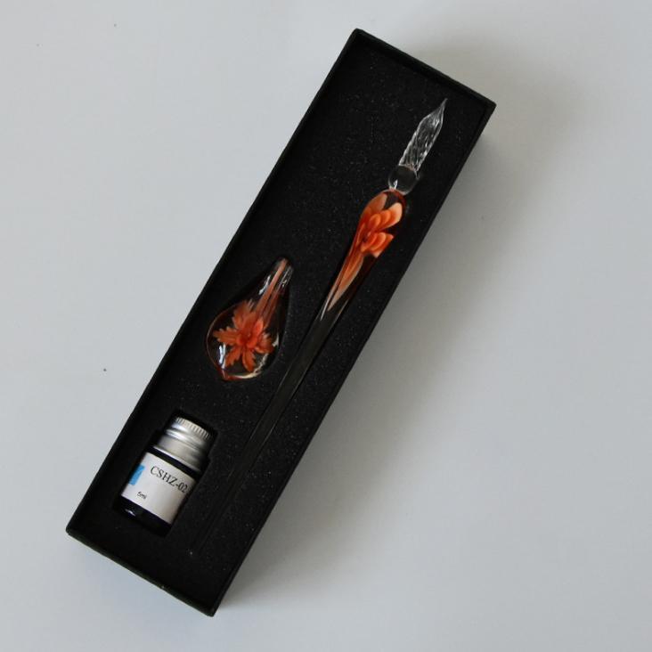 Glass Calligraphy Pen Set med blekk og pennholder