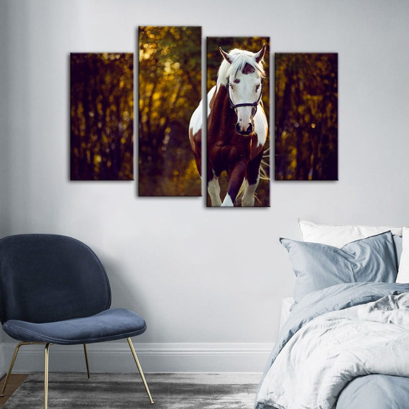 4 stk Courtly Overo hest - lerret veggkunst maling | Skanto