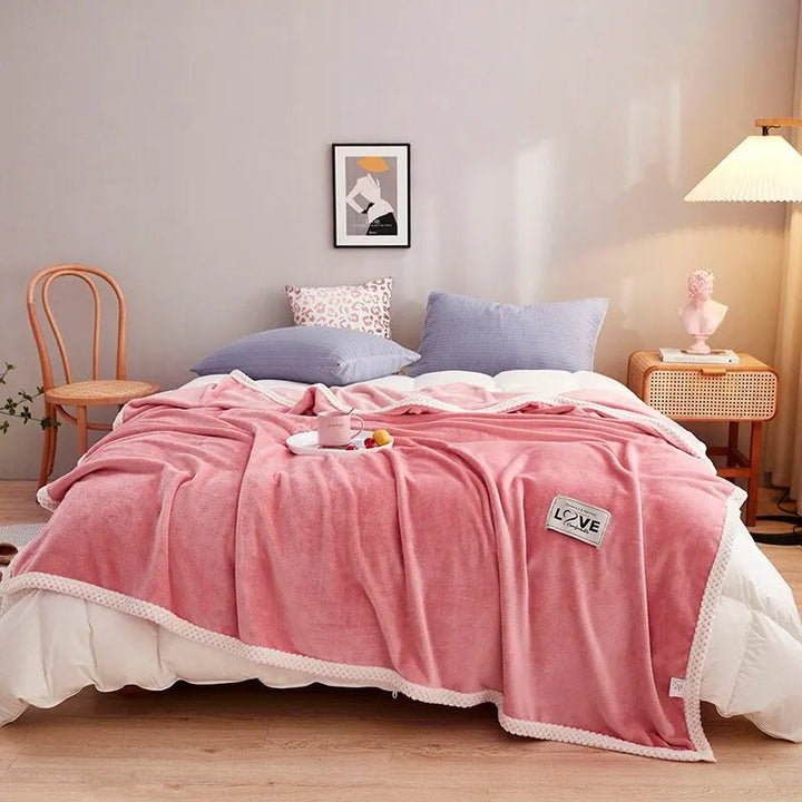 Skanto | Rosa Flanell Fleece Teppe - BlushCozy