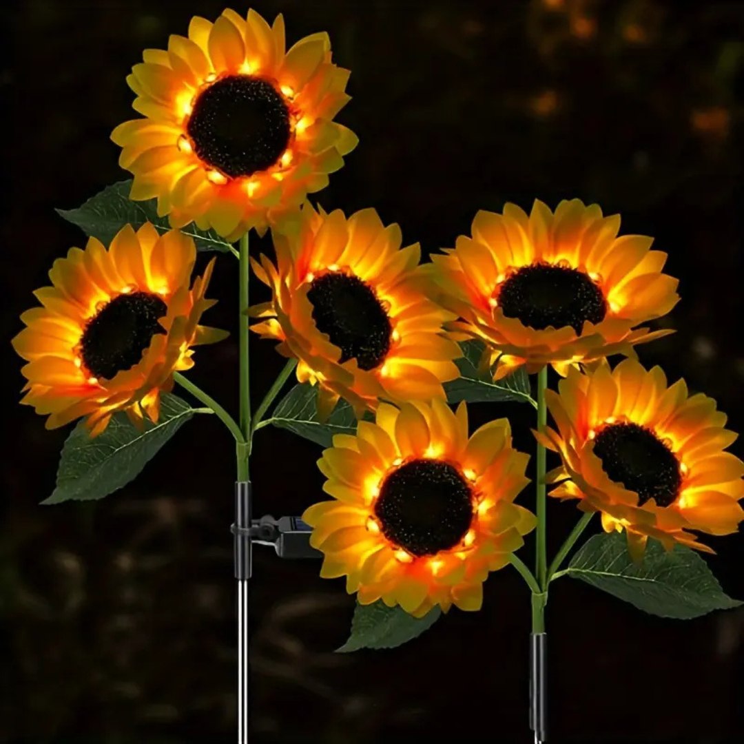 GlowPetal – Solcelledrevet LED-hagelampe med solsikke